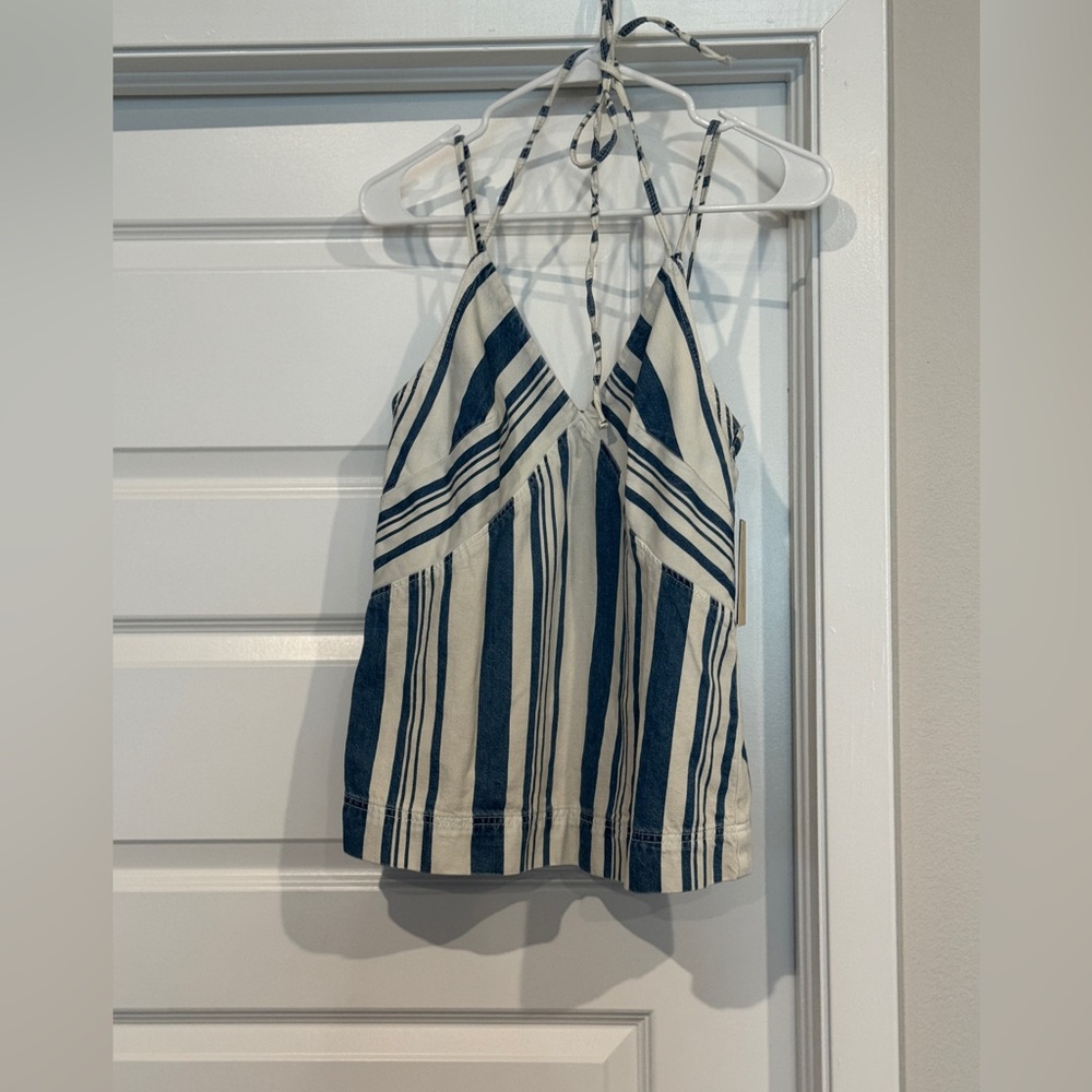 Striped Blue and White denim top - Picture 8 of 9